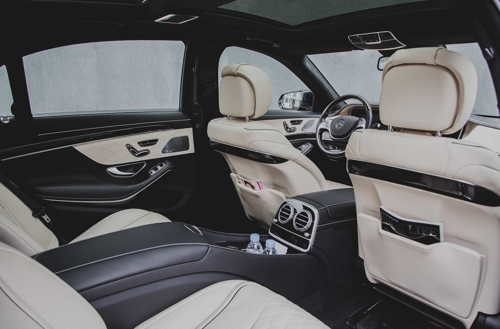 Rear cabin with cream leather seats